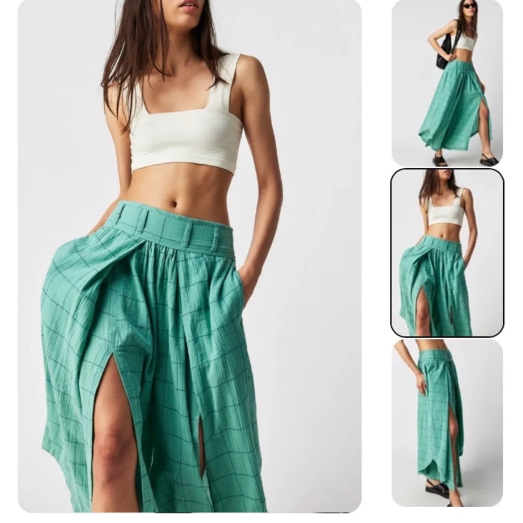 Brand New Free People Lunar Cove WideLeg Pants Size S Green